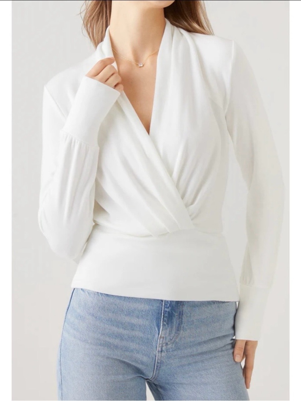 OGL White Surplice Wrap Blouse size L